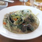 Clams with Linguine at Play, Food & Wine